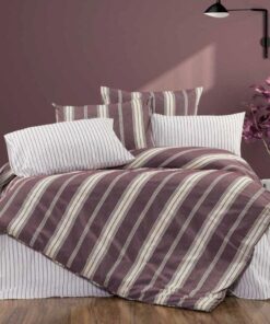 Deluxe Cotton Duvet Cover Set – Burg Stripe