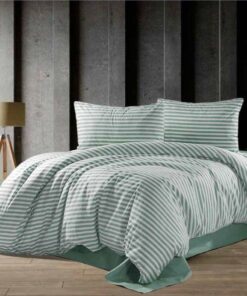 Deluxe Cotton Duvet Cover Set – mint Stripe