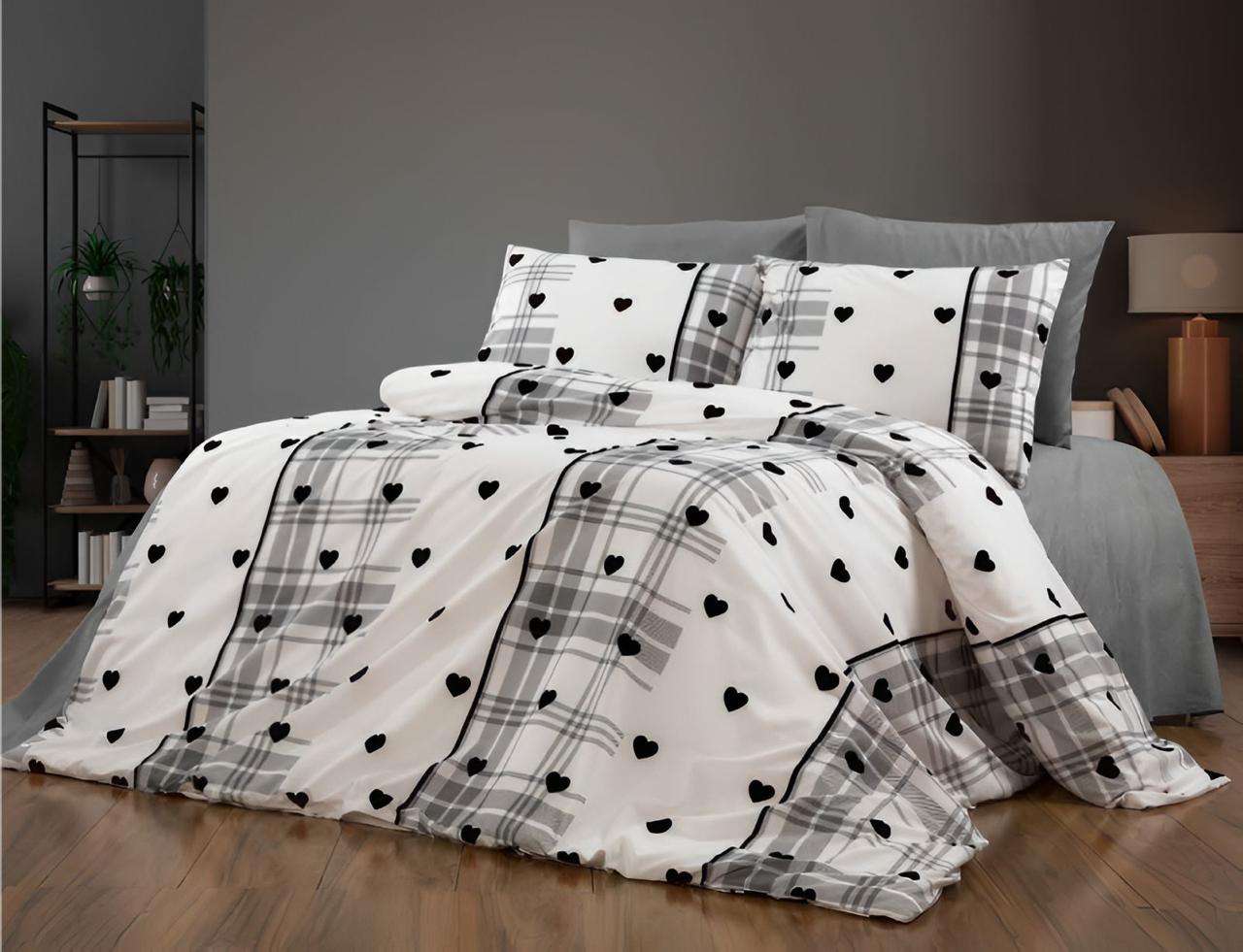Deluxe Cotton Duvet Cover Set – Balck Heart Pattern