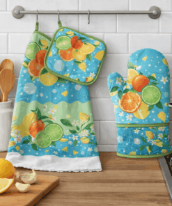 Kitchen  Towel Set of 3 - lemon and lime Blue