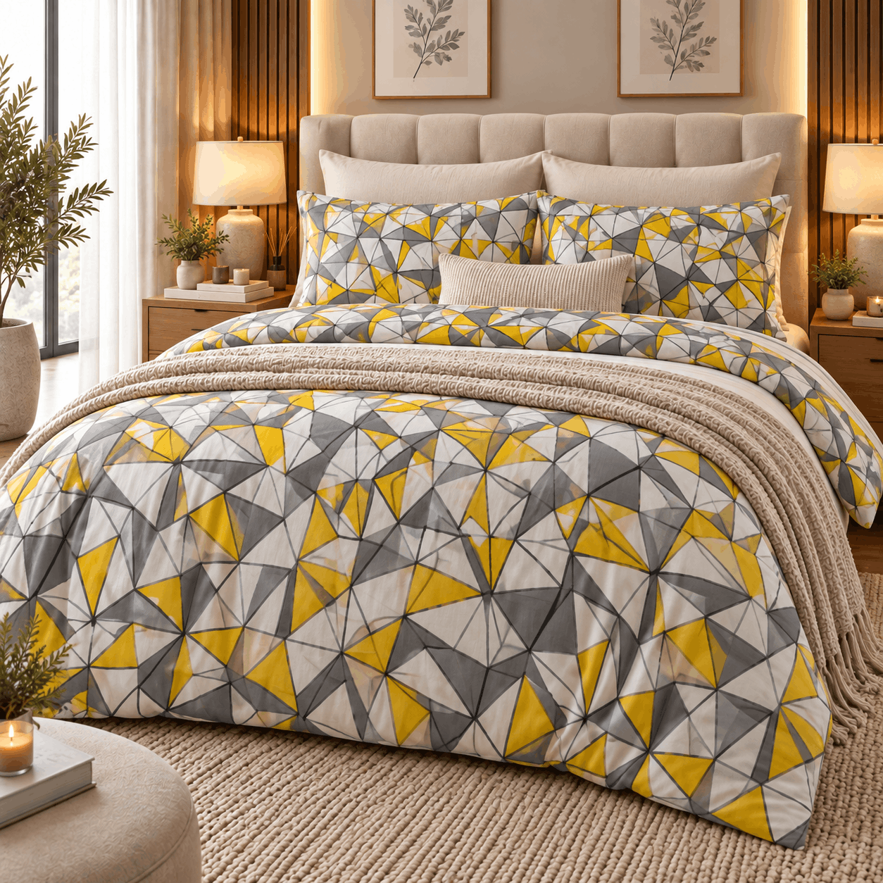 Deluxe Cotton Duvet Cover Set – Yellow Crystal