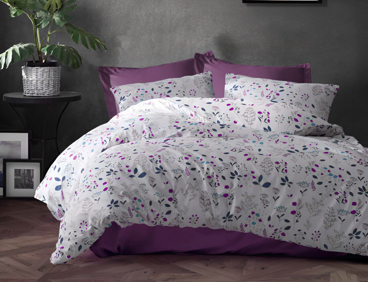 Deluxe Cotton Duvet Cover Set – Purple Rose