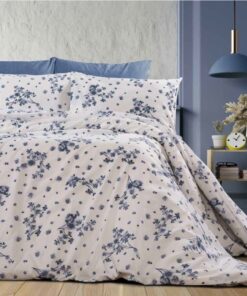 Deluxe Cotton Duvet Cover Set – Blue Rosy