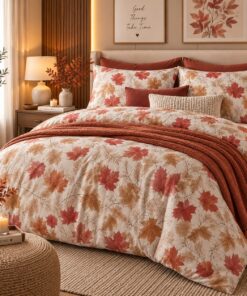 Deluxe Cotton Duvet Cover Set – Autumn Leaf Harmony