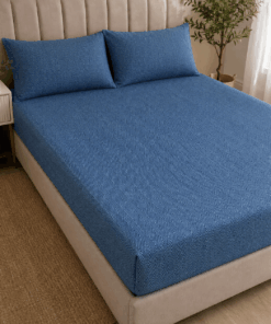Patterned Fitted Sheet  - Navy