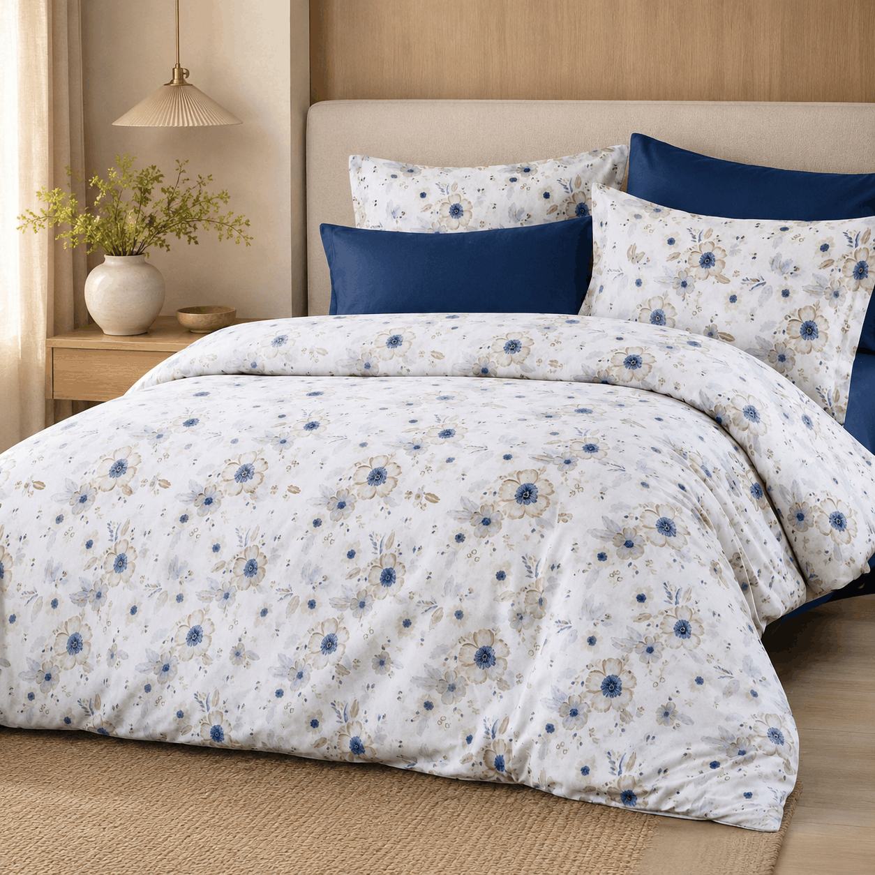 Deluxe Cotton Duvet Cover Set – Blue Meadow