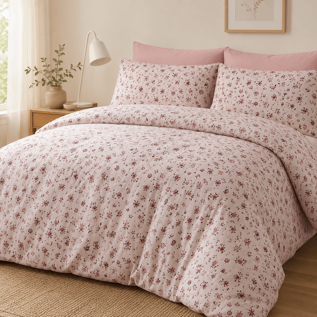 Deluxe Cotton Duvet Cover Set – Blush Rose