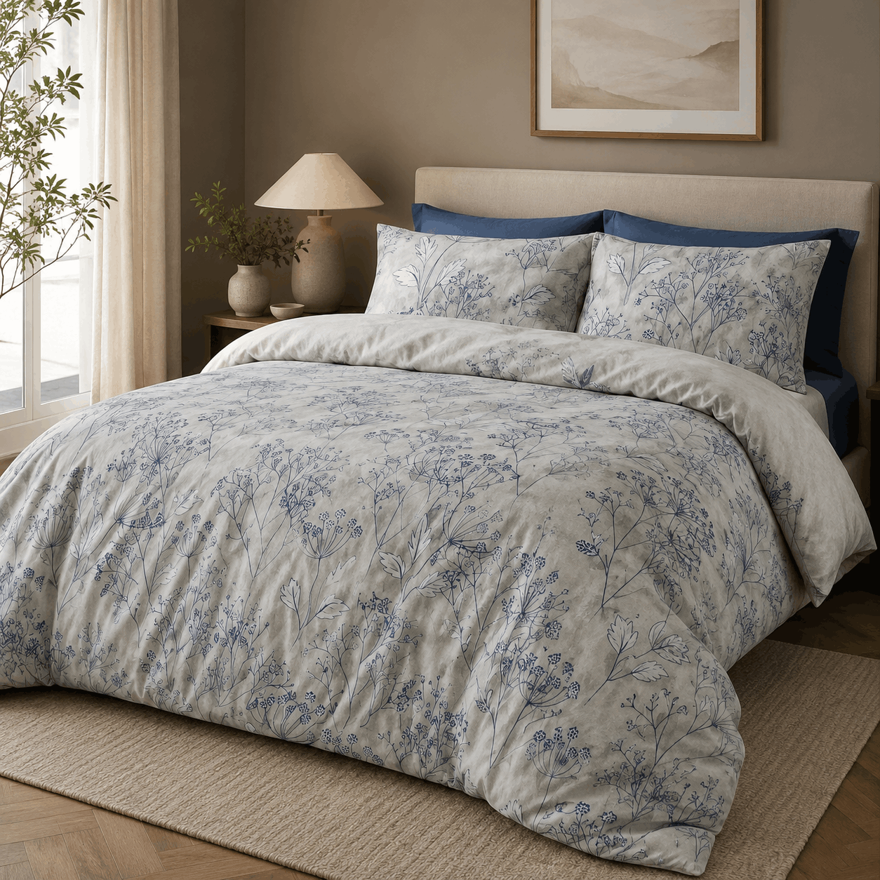 Deluxe Cotton Duvet Cover Set – Blue Meadow Duvet Set