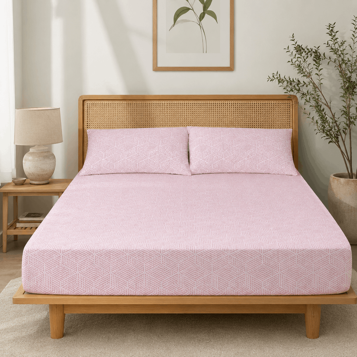Patterned Fitted Sheet  – Pinky Geometry