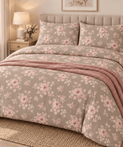 Deluxe Cotton Duvet Cover Set – Pink Rose