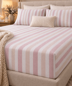 Premium Fitted Sheet Set  – Pinky Stripe