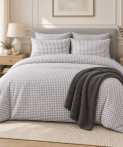 Deluxe Cotton Duvet Cover Set – Gray Gingham